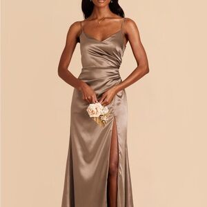 Birdy Grey Satin Maxi Dress - shiny satin mocha